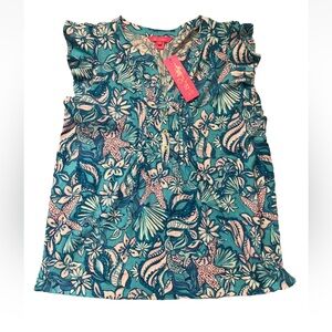 Lilly Pulitzer M Golda Top Amalfi Blue Sound the Sirens $78
